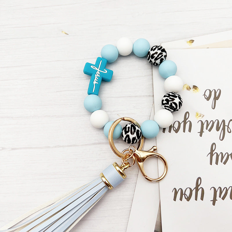 Wholesale Cross Silicone Beaded Keychain